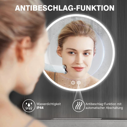 YOLEO Runder Badspiegel mit Beleuchtung – 60cm Dimmbar