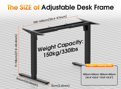 Xyndyx Höhenverstellbares Tischgestell Elektrisch – 2 Motoren Schwarz