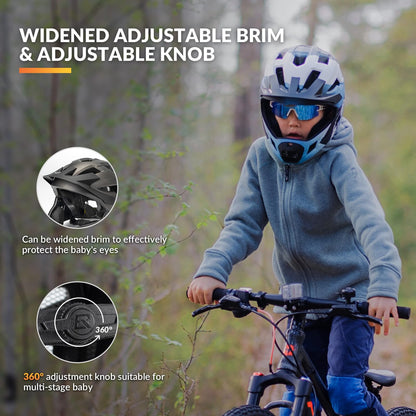 ROCKBROS Kinderhelm Fullface 2in1 mit Kinnschutz, Blau, M 54-57 cm