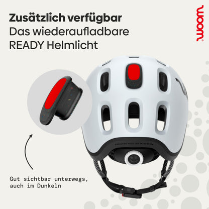 woom READY Kinder-Fahrradhelm, Pale Grey, Grösse S (50–53 cm)