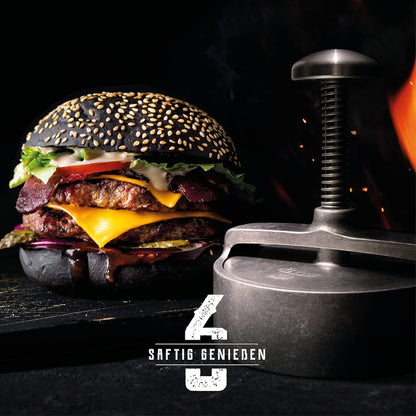 Adelmann XL Profi-Burgerpresse, Aluguss, Ø 125 mm, Patty-Auswerfer