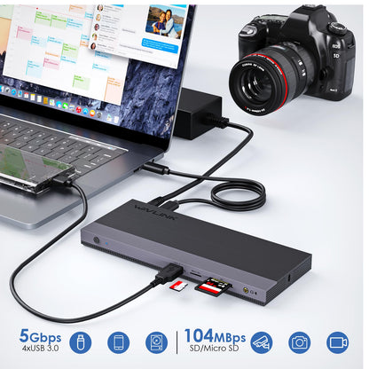 Wavlink USB C Docking Station Triple Display 100W PD