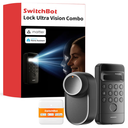 SwitchBot Smart Lock Ultra Keypad Vision – Elektronisches Türschloss. Schwarzes Keypad-Modul mit Kamera zur Zugangskontrolle.