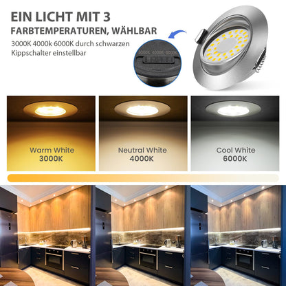 zexhy LED Einbaustrahler dimmbar schwenkbar IP44 230V 5W 6er Set