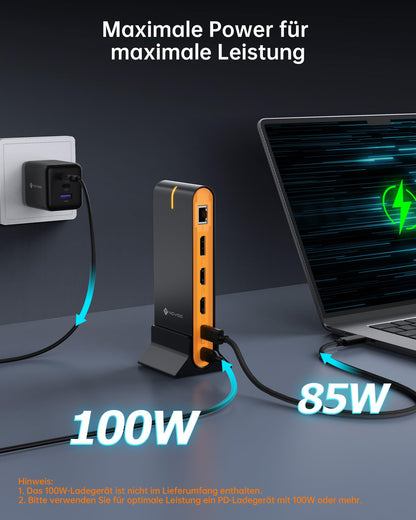 NOVOO 15-in-1 USB C Docking Station - Triple Monitor, 100W PD