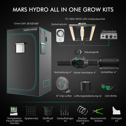 Mars Hydro Smart Growzelt Komplettset FC1500 80x80x160cm App Steuerung