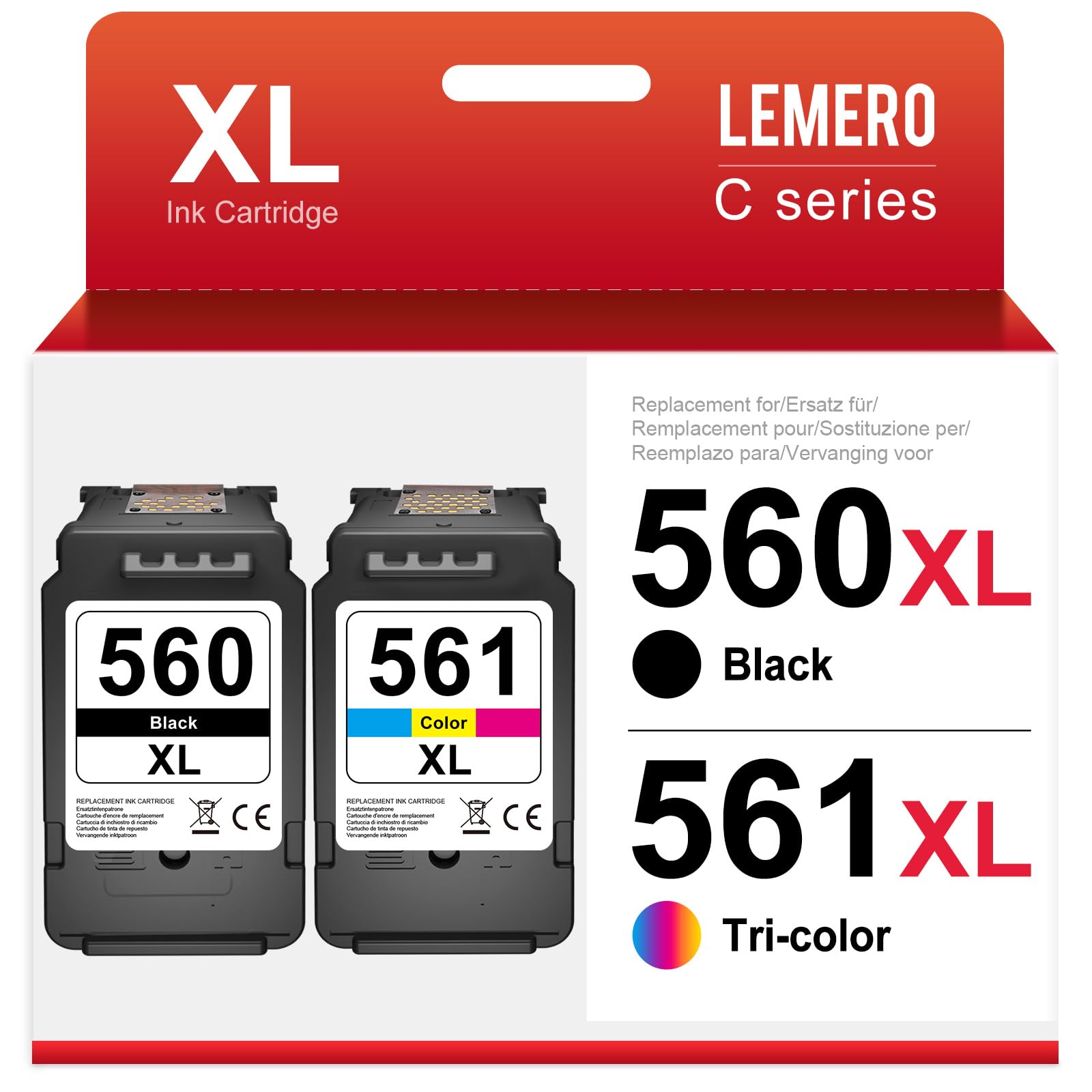 Lemero PG-560XL CL-561XL Druckerpatronen kompatibel für Canon Pixma