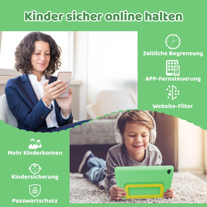 Ainmel Android 14 Kinder Tablet – kindersicheres Gehäuse grün