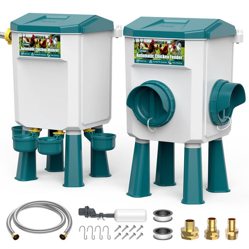 CHAMUTY Automatische Geflügeltränke 7L. Robustes, weißes Kunststoffgehäuse. Regelt die Wasserzufuhr für Geflügel via Schwimmerventil.