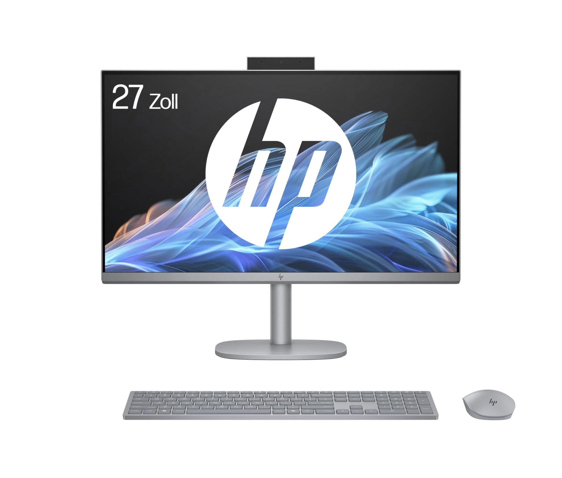 HP OmniStudio X 27-cs0273ng All-in-One KI PC - Silber, integriertes System für KI-Anwendungen und tägliche Aufgaben.