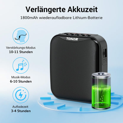 TONOR K11 Sprachverstärker tragbar mit Bluetooth und Wireless Headset