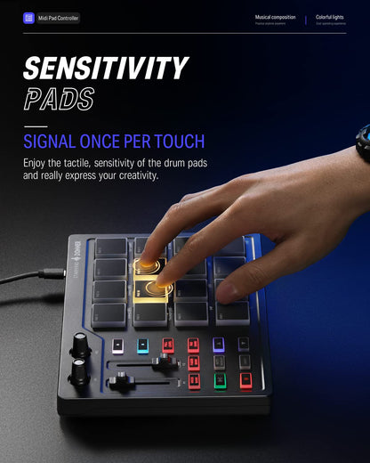 Donner STARRYPAD MINI USB-C MIDI Pad Controller – Schwarz