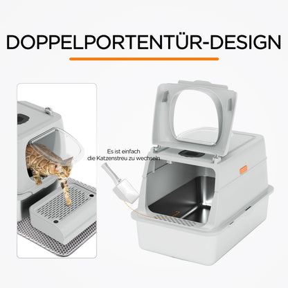 Citylife Edelstahl Metallkatzentoilette geschlossen - XXL