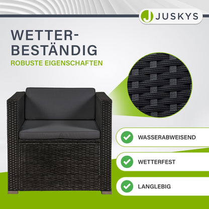 Juskys Garten Lounge Punta Cana L 4-5 Personen – Schwarz/Grau