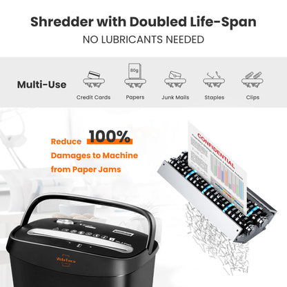 VidaTeco Aktenvernichter Partikelschnitt P-4 10 Blatt Schwarz