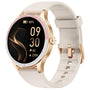 TOOBUR Smartwatch Damen DR06, 40 mm, Telefonfunktion, IP68, Beige, rundes Gehäuse, Silikonarmband