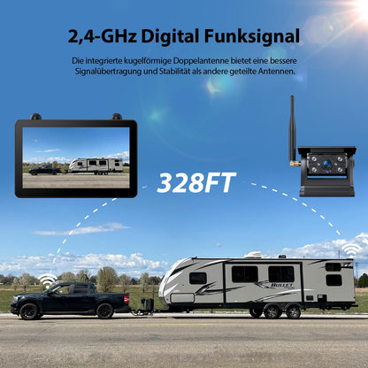 ZEROXCLUB Rückfahrkamera kabellos Solar mit 7 Zoll 1080P Monitor