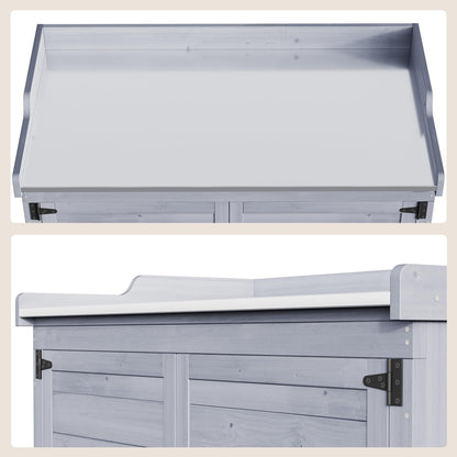 Bealife Pflanztisch mit Unterschrank Gartenschrank - Grau
