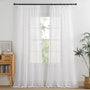 PONY DANCE Vorhang transparent mit Kräuselband, 2er Set, 350 cm, weiss – Voile in Leinenoptik