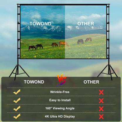 Towond Projektor-Leinwand mit Ständer Tragbar HD - 150 Zoll 16:9