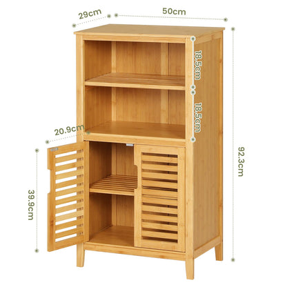 VIAGDO Badschrank Bambus – 2 Lamellentüren Schrank, 50 cm