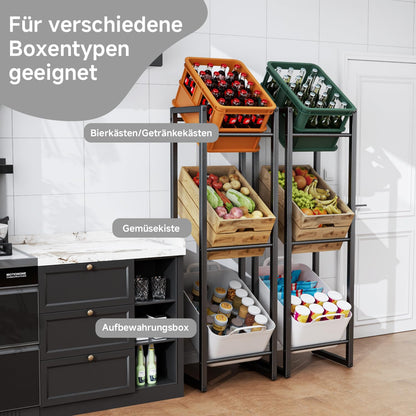 HFHOME Getränkekistenregal Metall für 3 Kisten, 39 x 30 x 140 cm