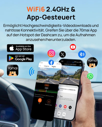 70mai A800SE Auto Dashcam Vorne/Hinten 4K GPS - inkl. 128GB SD