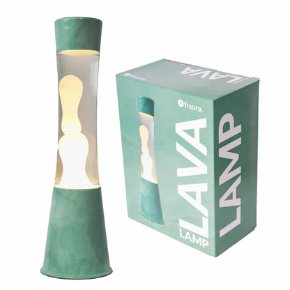 FISURA Lavalampe Jade mit jadegrünem Sockel und weissem Wachs