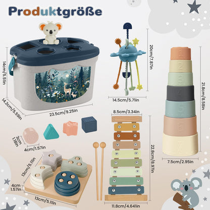 Almaxi 5-in-1 Montessori Spielzeug Baby ab 6 Monate, Motorikspielzeug