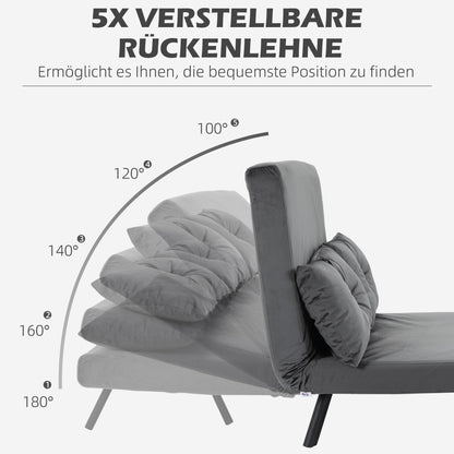 HOMCOM Schlafsofa Klappbett mit Bettfunktion Samtoptik Dunkelgrau