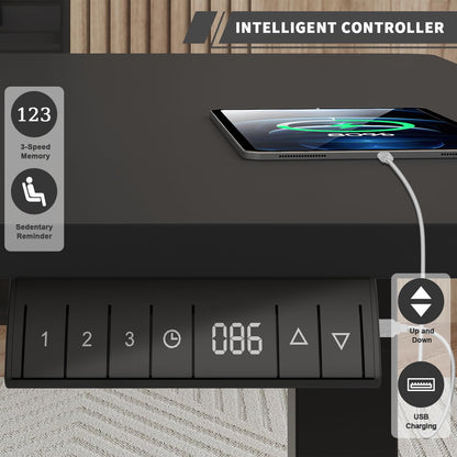 JUMMICO höhenverstellbarer Schreibtisch elektrisch 140x70 cm schwarz