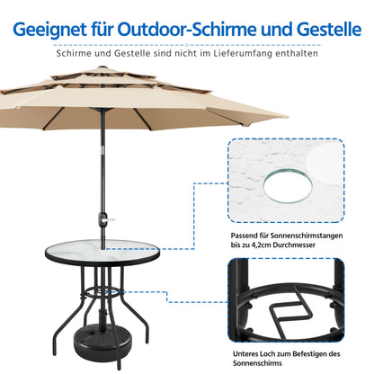 Yaheetech Gartentisch rund Ø 70 cm mit Schirmloch, schwarz