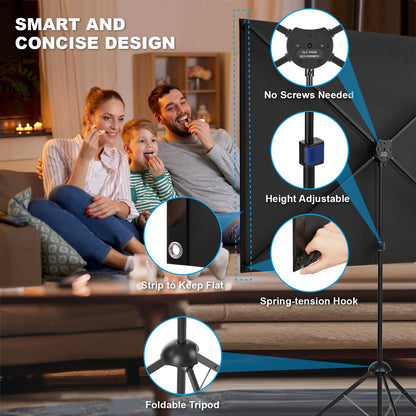 ViewTech Tragbare Beamer Leinwand mit Stativ 4K – 120 Zoll 16:9