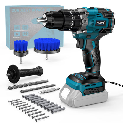 Ecarke Akku Schlagbohrschrauber für Makita 18V - Ohne Akku. Blau-schwarzer Pistolengriff-Schlagbohrschrauber zum Bohren und Schrauben.