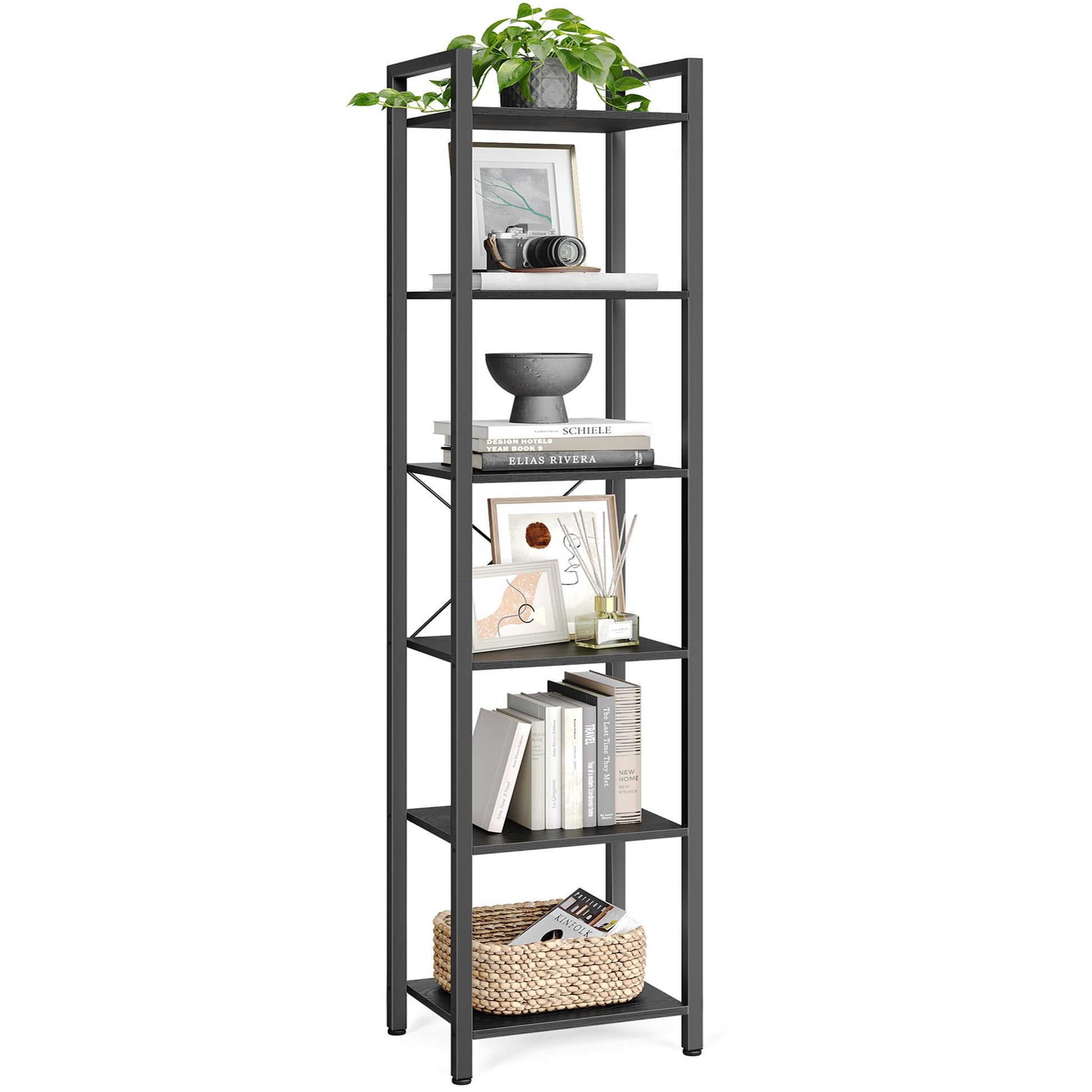 VASAGLE Bücherregal LLS101B56, 6 Ebenen, 30 x 40 x 186 cm, schwarz