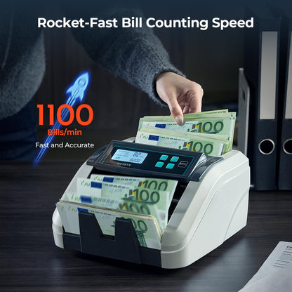 MUNBYN IMC51 Geldscheinzähler EUR mit Falschgelderkennung - Grau