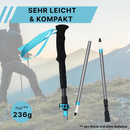 Alpteq Wanderstöcke faltbar Carbon Zicral Hybrid 110-130 cm Blue Teal