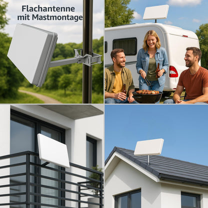 Selfsat H30D1+ Sat-Flachantenne mit Single-LNB und Zubehör-Set