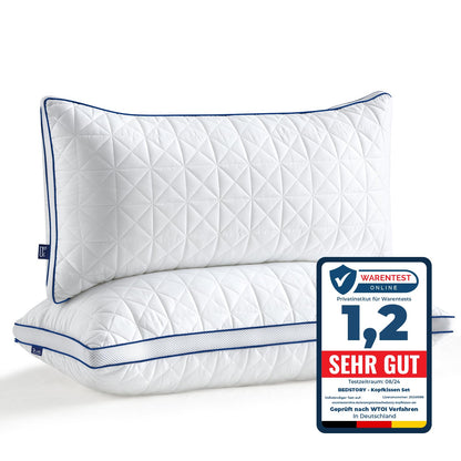 BedStory Kopfkissen 40x80 Mikrofaser 2er Set höhenverstellbar. Rechteckige, weiße Mikrofaser-Kissen für Betten, höhenverstellbar zur optimalen Kopfunterstützung.