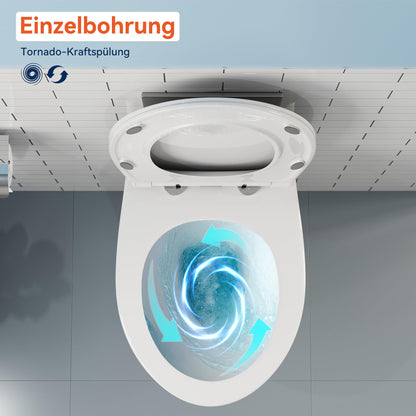 HOROW Hänge-WC Set D-Form 52 cm – Absenkautomatik WC-Sitz