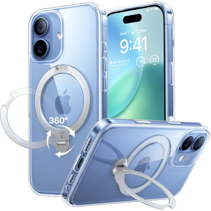 TORRAS Ostand Q3 Spin Hülle für iPhone 17 mit 360° MagSafe-Ständer, matte transparente Rückseite