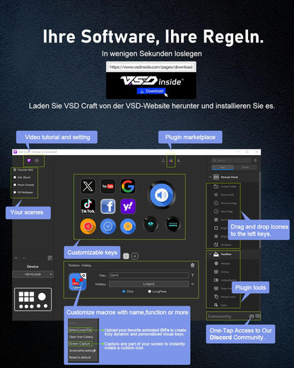 Basicolor N3 Stream Controller Deck mit 6 LCD-Makrotasten