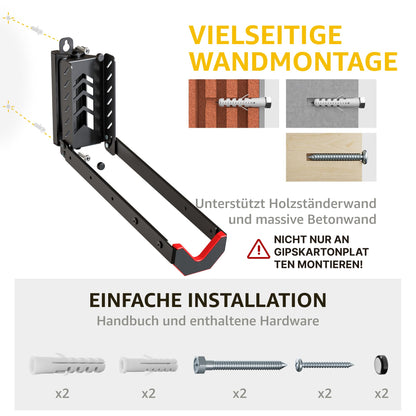 monTEK schwenkbare Fahrradwandhalterung Garage – 2er-Set