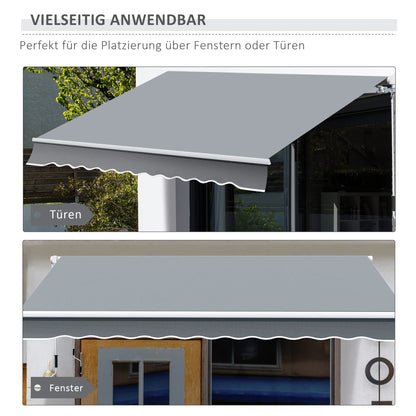 Outsunny Klemmmarkise 395cm – Balkon Sonnenschutz Weiss-Grau