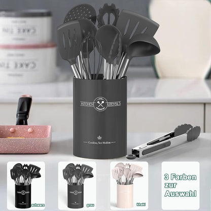 Terlulu Silikon Küchenhelfer Set, 34-teilig mit Edelstahlgriff