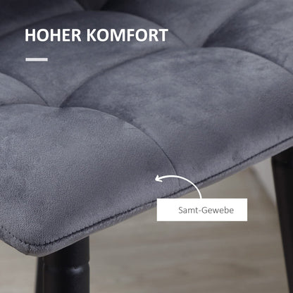 HOMCOM 2er-Set Barhocker – Samt Grau, Stahlbeine