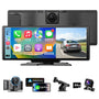 10.26 Zoll 4K Autoradio Wireless CarPlay Android Auto Dashcam: Schwarzes Display. Integriert Navigation, Medien und Fahrtenaufzeichnung im Fahrzeug.