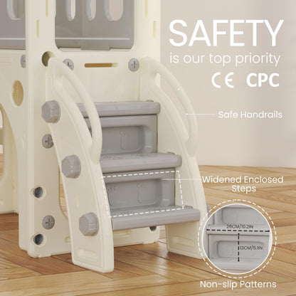 hoopyosms Kinder Rutsche Klettergerüst Spielturm Set - Grau