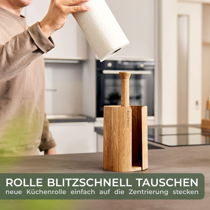 WALDWERK Küchenrollenhalter aus Eichenholz, stehend, plastikfrei