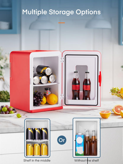 FOHERE 2in1 Mini Kühlschrank 15L Kühl- & Heizfunktion - Rot